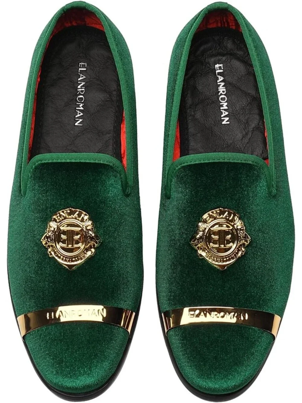 Men's Olive Green Velvet Dress Shoes Wedding Party Prom Formal Slip-on Loafers